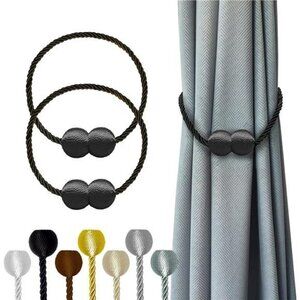 Curtain Tiebacks Buckles Holdbacks Holders Hooks Clip Decorative CurtaBlack 2pcs